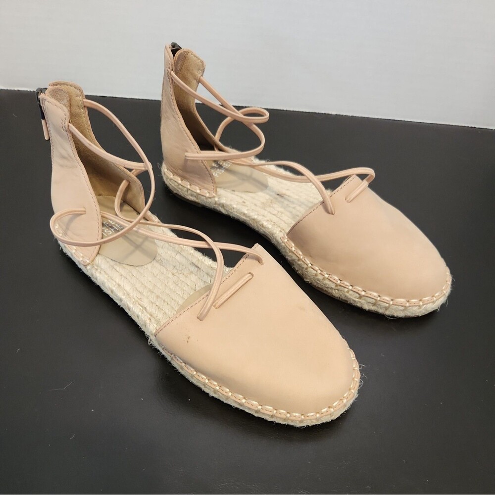 Eileen Fisher Lee Suede D'Orsay Flat Espadrilles  Sz 5.5  nude  #86 New
